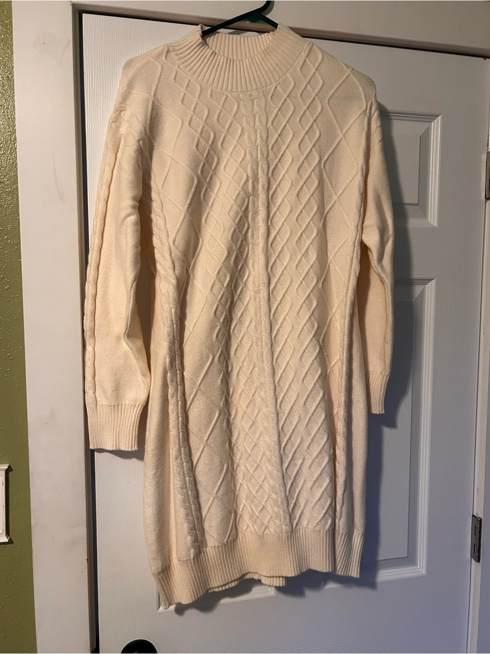 Cream Cable Knit Women's Sweater Dress- Maternity